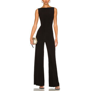Norma Kamali Black Polyester Sleeveless X Straight Leg Jumpsuit Size S - NWT